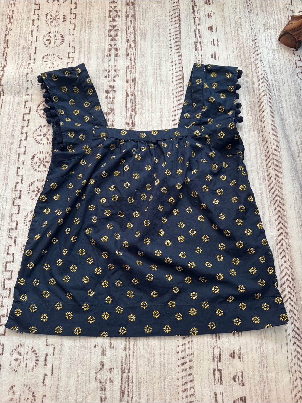 J. Crew Navy Tank with Gold Daisy Motif